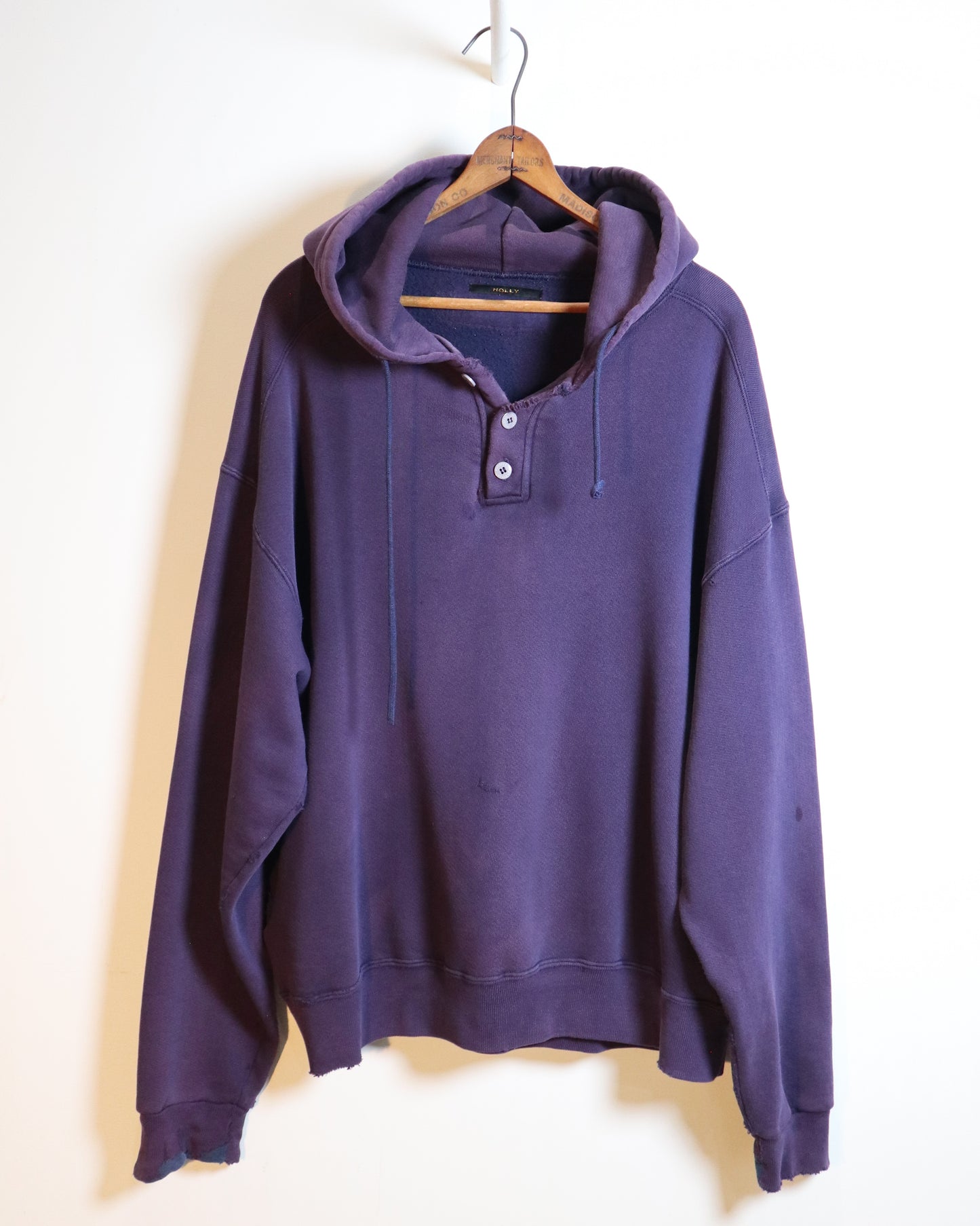 c. 1990s Russell Athletic Hooded Henley Sweatshirt - Size L/XL