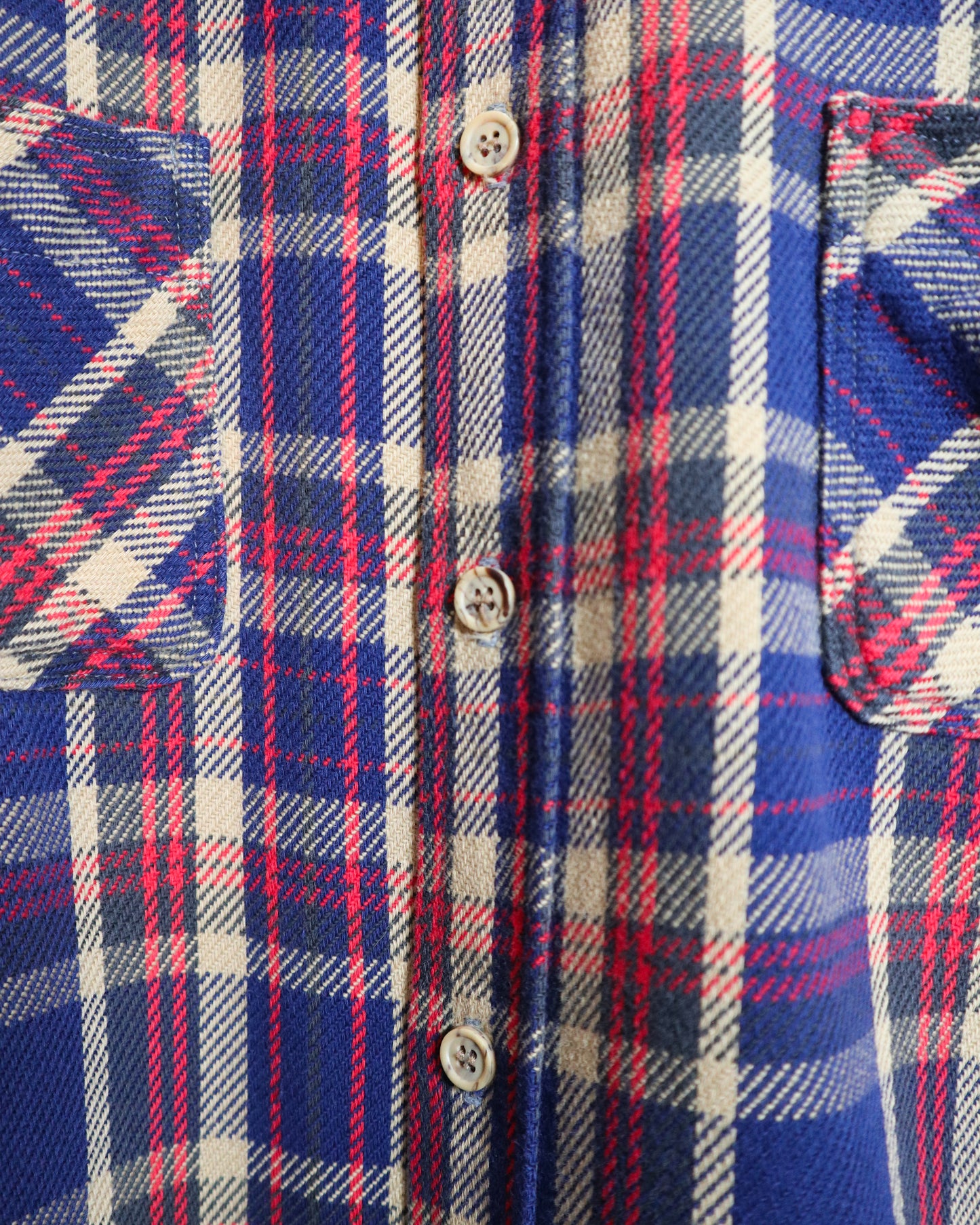 c. 1970's Yarn-Dyed Plaid Flannel Shirt - Size L/XL