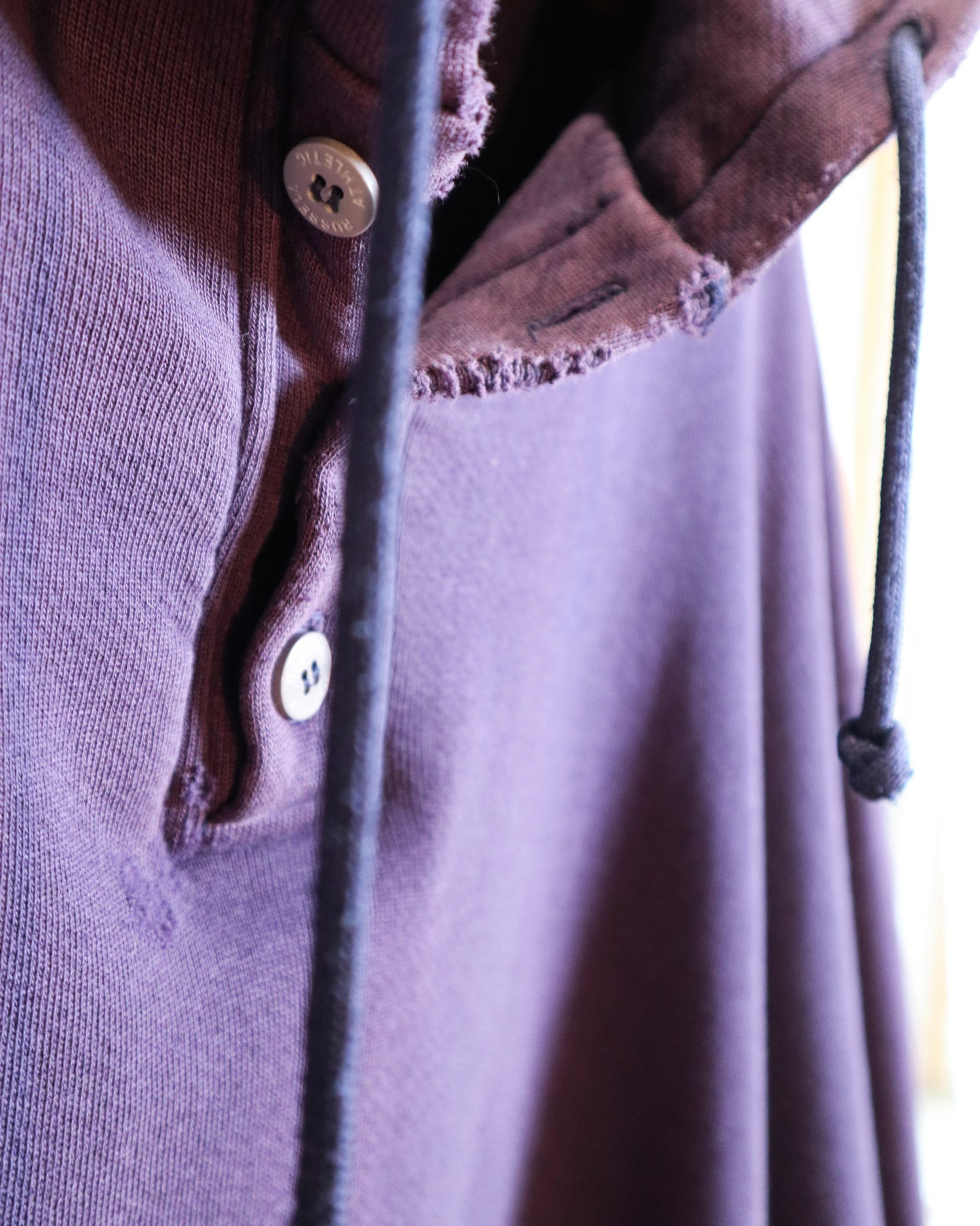 c. 1990s Russell Athletic Hooded Henley Sweatshirt - Size L/XL