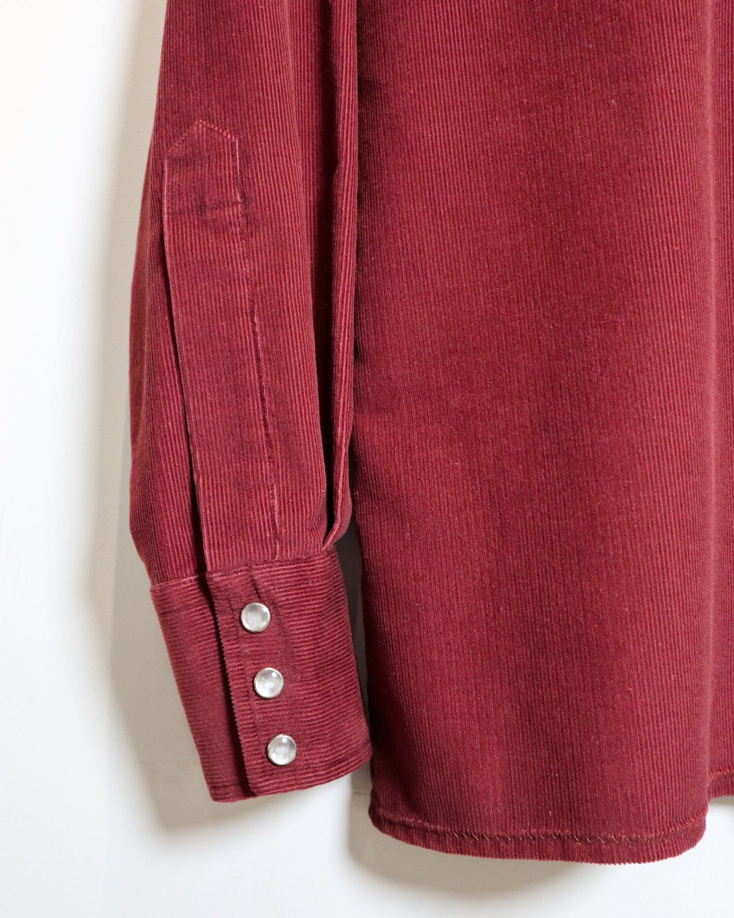 c. 1970s Lee Oxblood Corduroy Western Shirt - Size M