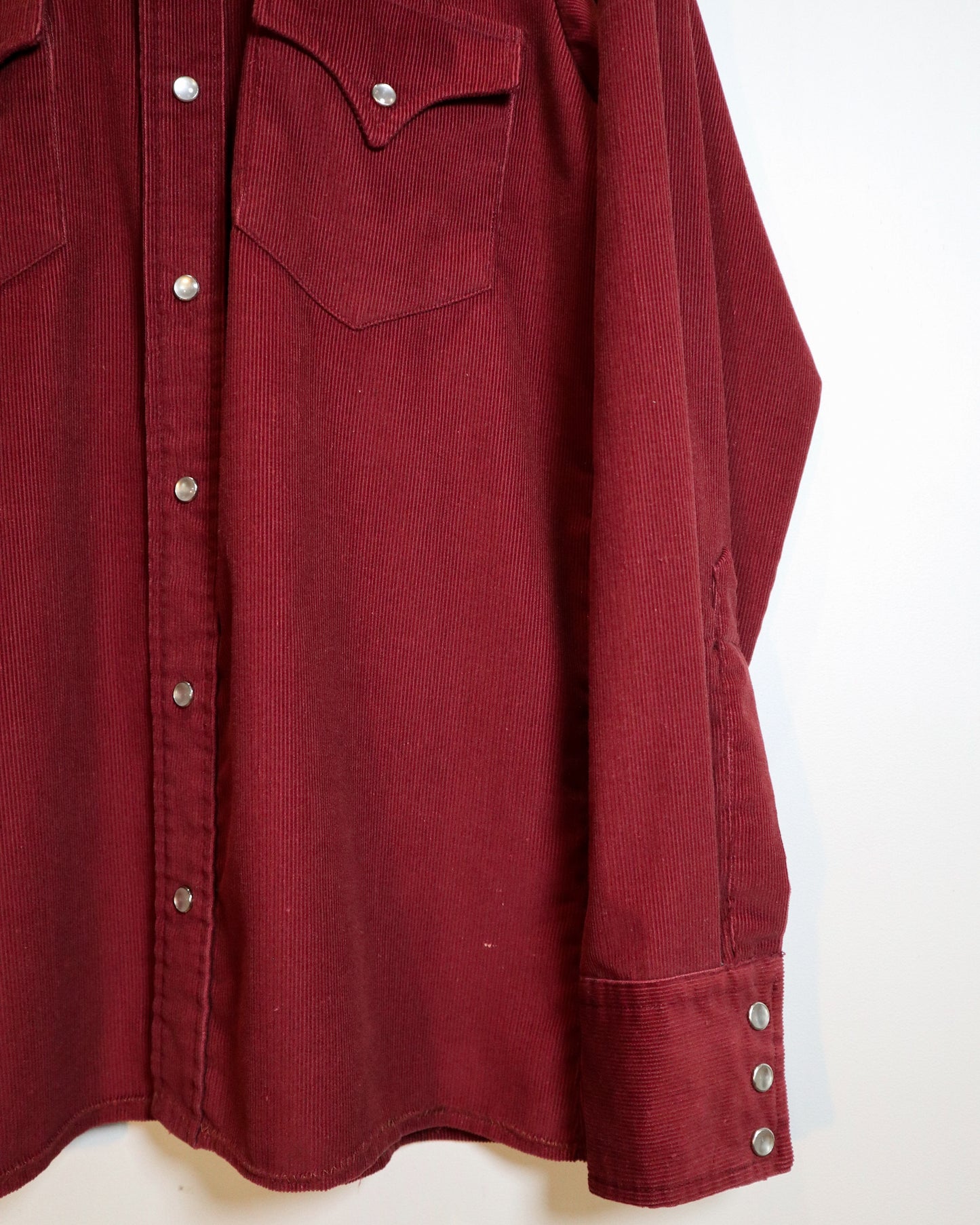 c. 1970s Lee Oxblood Corduroy Western Shirt - Size M