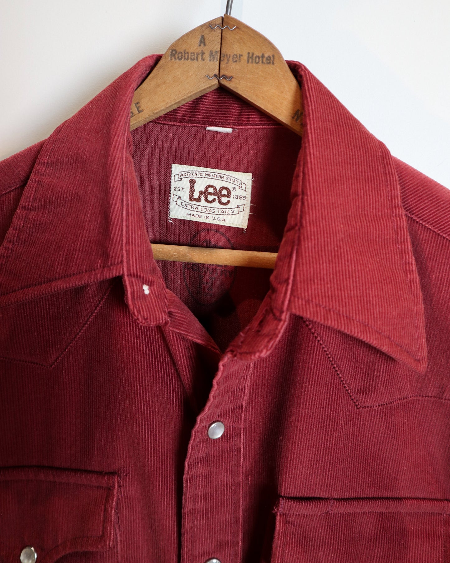 c. 1970s Lee Oxblood Corduroy Western Shirt - Size M